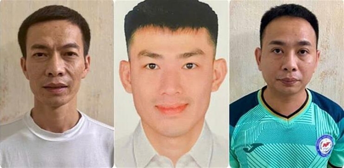 1-1750175495-1750175523-1160-1750175738 Bị can Trịnh Văn Tuấn, Nguyễn Xuân Long, Nguyễn Mạnh Cường (từ trái qua). Ảnh: Bộ Công an