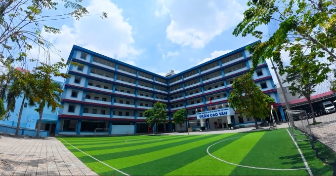 1-1750653823-2039-1750667870 Cơ sở trường liên cấp Trần Cao Vân tại 41 Giang Cự Vọng, Phường Trung Mỹ Tây, TP HCM. Ảnh: Trọng Tín