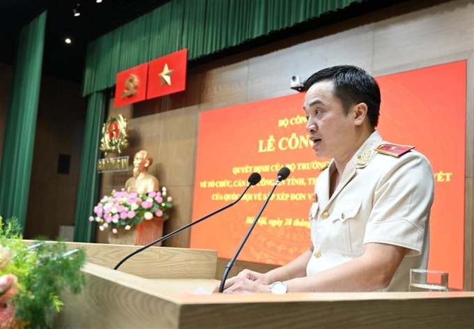 2-1751110685-9558-1751111306 Thiếu tướng Mai Hoàng, Giám đốc Công an TP HCM, tại buổi lễ. Ảnh: Bộ Công an