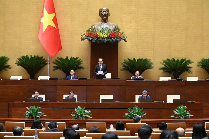 202505291803069560-a156736e192-4070-5378-1749558363 Chủ tịch Quốc hội Trần Thanh Mẫn phát biểu tại phiên họp ngày 29/5. Ảnh: Cổng TTĐT Quốc hội