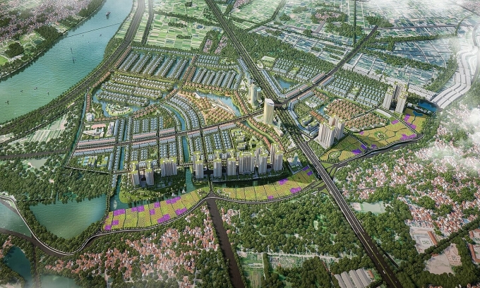 alluvia-city-van-giang-1-17486-2986-5745-1748661636 Phối cảnh Khu đô thị nhà vườn sinh thái trên địa bàn thị trấn Văn Giang quy mô gần 200 ha. Ảnh: Chủ đầu tư