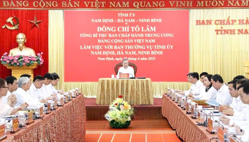 Toàn cảnh buổi làm việc của Tổng Bí thư Tô Lâm tại Nam Định