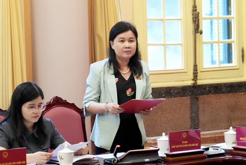 Phó Chủ nhiệm Ủy ban Pháp luật và Tư pháp của Quốc hội Nguyễn Phương Thủy đã trình bày nội dung cơ bản của Nghị quyết sửa đổi, bổ sung một số điều của Hiến pháp nước CHXHCN Việt Nam.
