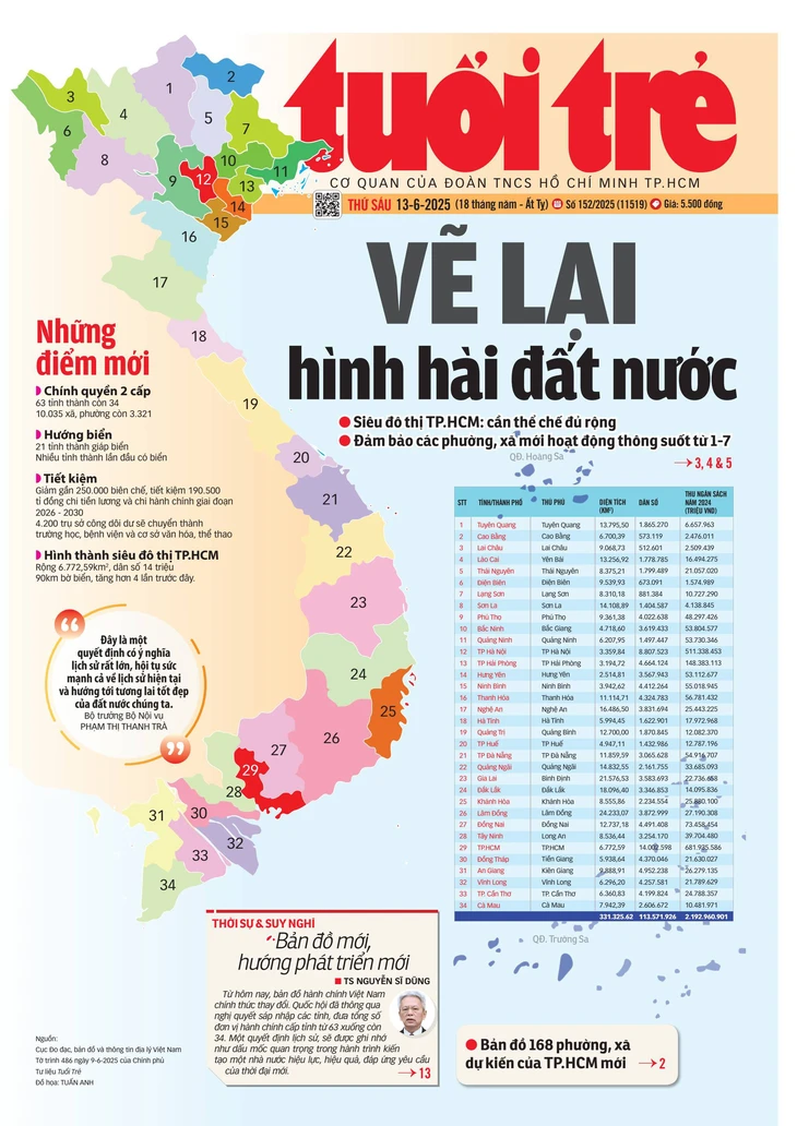 ban-do-34-tinh-thanh-moi-17497820504371866117032 Ngắm bản đồ hành chính Việt Nam mới và 168 phường, xã của TP.HCM mới - Ảnh 1.