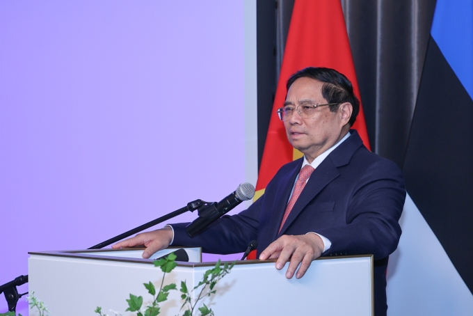 img5162-1749210603006165149299-3110-6138-1749220517 Thủ tướng Phạm Minh Chính phát biểu tại toạ đàm với doanh nghiệp Estonia, ngày 6/6. Ảnh: VGP
