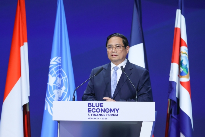 img5300-1749378126184136318087-3790-1272-1749384667 Thủ tướng Phạm Minh Chính phát biểu tại Diễn đàn Kinh tế và Tài chính xanh trong khuôn khổ Hội nghị UNOC 3 tại Monaco. Ảnh: VGP