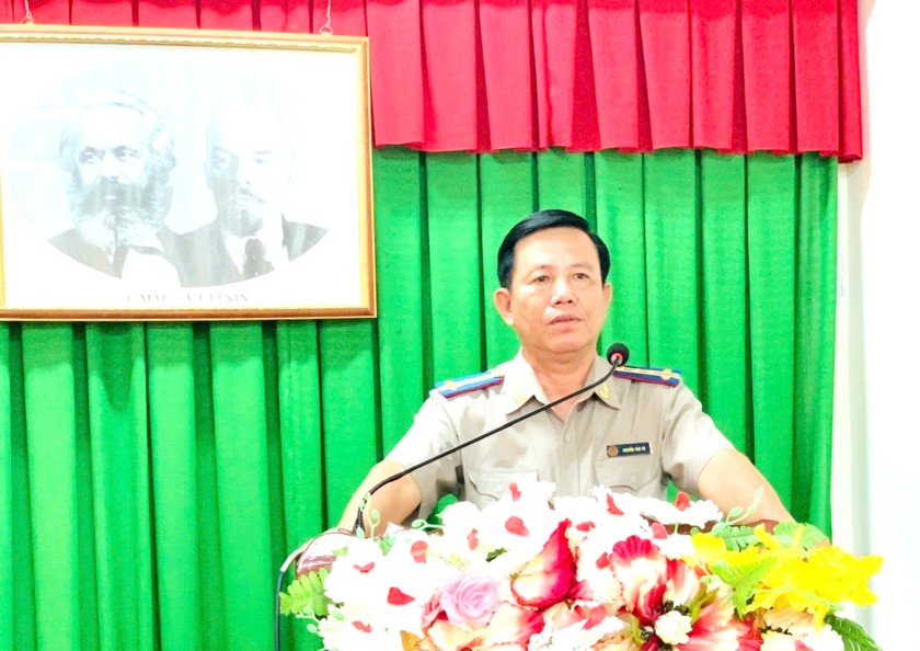 Ông Nguyễn Văn Vũ, Cục Trưởng Cục THADS tỉnh Kiên Giang thông tin khái quát tình hình kinh tế - xã hội của địa phương cũng như hoạt động thi hành án dân sự.