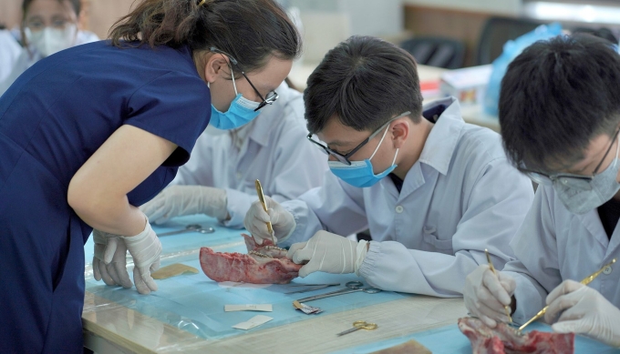 rhm-1749525002-1749525011-4693-1749525110 Sinh viên khoa Răng Hàm Mặt, trường Đại học Y Dược trong một workshop về phẫu thuật trong miệng hồi tháng 5. Ảnh: Fanpage LCĐ khoa Răng Hàm Mặt