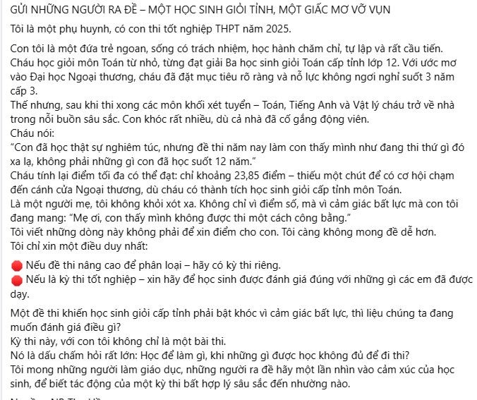 Xôn xao độ khó đề thi tốt nghiệp THPT 2025, học sinh giỏi cấp tỉnh cũng khóc ảnh 1