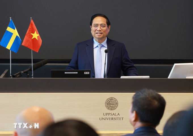 thu-tuong-dai-hoc-uppsala-5-17-5195-5277-1749867743 Thủ tướng Phạm Minh Chính phát biểu trong chuyến thăm Đại học Uppsala. Ảnh: TTXVN