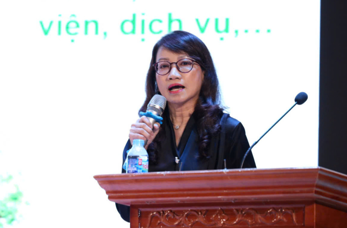 tien-si-mai-1749909894-1567-1749914319 GS.TS Nguyễn Thị Thanh Mai, Phó Giám đốc Đại học Quốc gia TP HCM, trình bày tham luận tại hội nghị triển khai các đề án về phát triển nguồn nhân lực và hợp tác 3 nhà sáng 14/6. Ảnh: Trần Hiệp