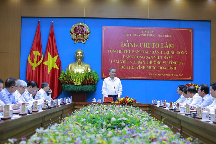 Tổng Bí thư Tô Lâm làm việc với Ban Thường vụ Tỉnh ủy Phú Thọ, Vĩnh Phúc, Hòa Bình ảnh 1