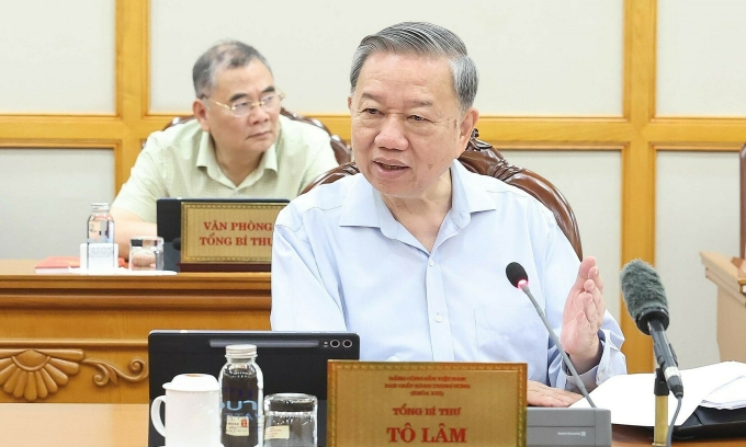 vna-potal-tong-bi-thu-chu-tri-6217-7238-1749195548 Tổng Bí thư Tô Lâm chủ trì họp Bộ Chính trị về tiến độ sắp xếp đơn vị hành chính các cấp, sáng 6/6. Ảnh: TTXVN