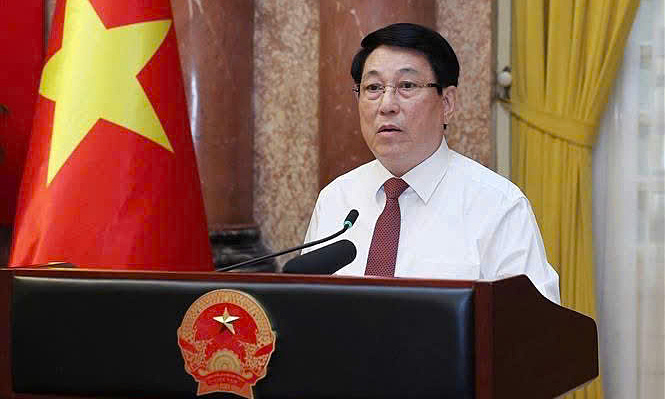 z6724271244833-e3f70ca2ddf30f8-3923-6662-1750409571 Chủ tịch nước Lương Cường phát biểu tại buổi gặp mặt. Ảnh: TTXVN
