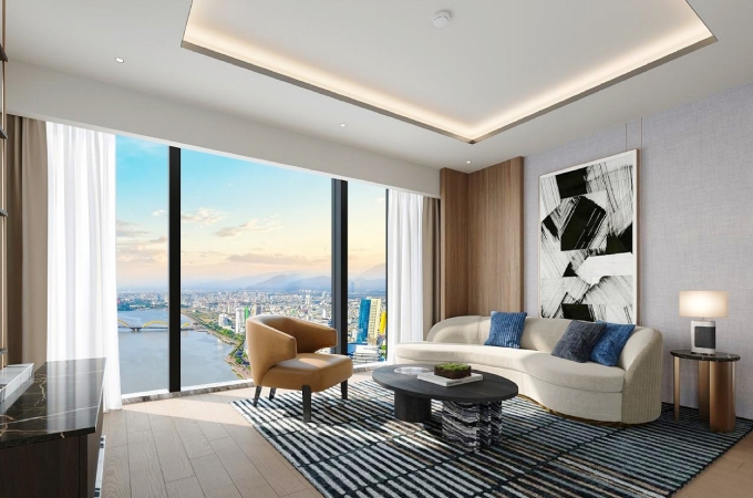 2-1753066342-6086-1753066581 Tầm nhìn rộng mở từ phòng khách căn hộ M Landmark Residences Đà Nẵng. Ảnh: