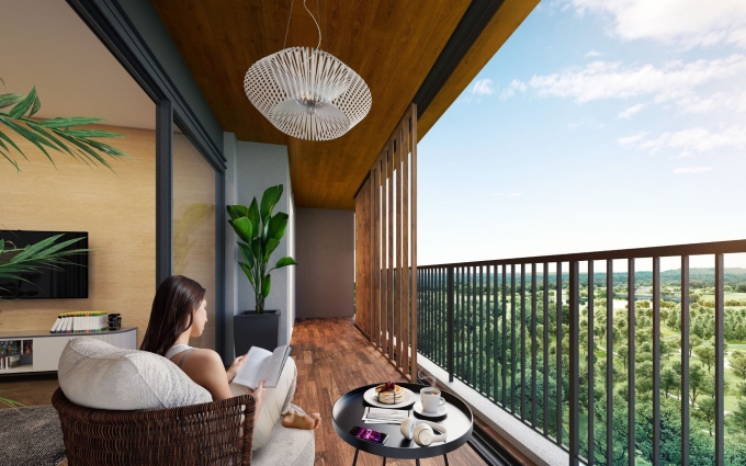 3-1751425849-8876-1751426082 Căn hộ Lanai sở hữu ban công rộng 1,8 m. Ảnh: Gamuda Land