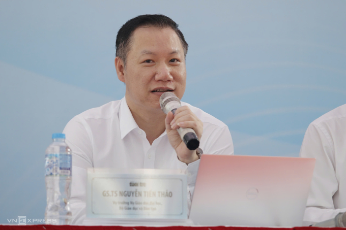 3611ef1e74bcc2e29bad-175289450-4893-5891-1752894645 GS Nguyễn Tiến Thảo thông tin về việc xét tuyển đại học trong ngày hội lựa chọn nguyện vọng 19/7. Ảnh: Thanh Hằng