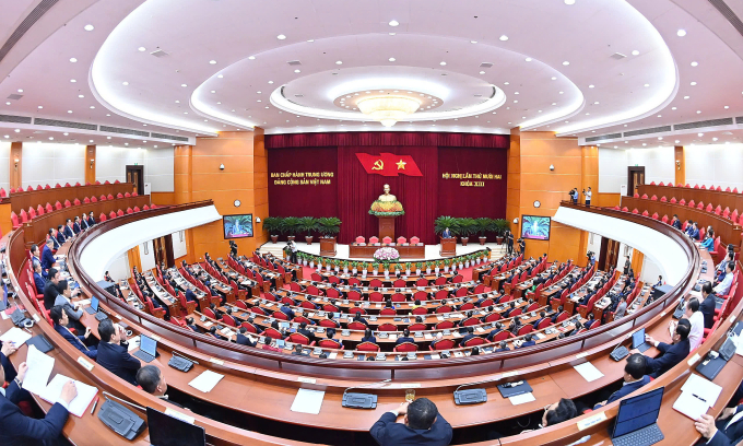 e8b89ae6644ed2108b5f-175292459-4783-6979-1752933540 Phiên bế mạc hội nghị Trung ương 12 khóa 13, chiều 19/7. Ảnh: Nhật Bắc