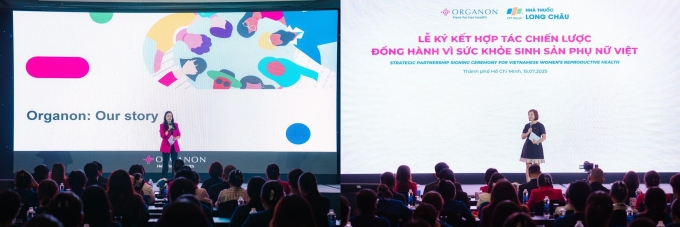 hhhh-1752748127-8439-1752748193 Đại diện Organon Việt Nam, Long Châu (phải) phát biểu tại sự kiện. Ảnh: LC