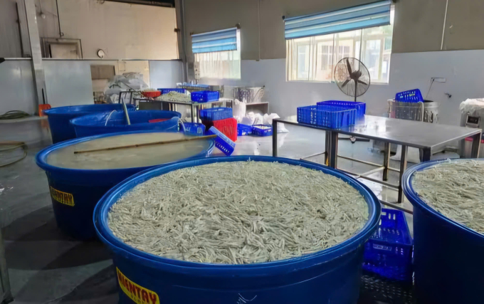 hoa-chat-1-1752486493-6287-1752486590 Lô chân gà đang được ngâm tẩy hóa chất làm trắng ở Sầm Sơn. Ảnh: Lam Sơn