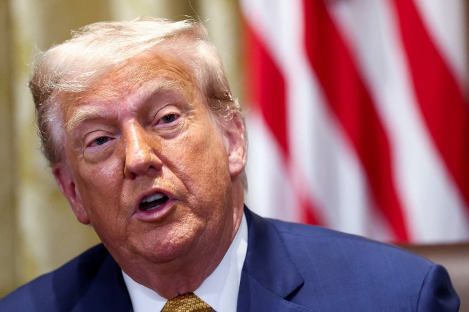 j3lc2nsfxzpvlnu2oipd4g66hm-jpe-3930-4309-1753923415 Tổng thống Mỹ Donald Trump phát biểu trong một cuộc họp nội các tại Nhà Trắng, tháng 7/2025. Ảnh: Reuters
