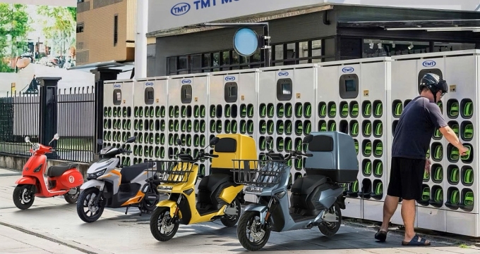 xe-may-dien-tmt-vnexpress-1753-1855-7185-1753959169 Mô phỏng trạm đổi pin của TMT. Ảnh: TMT