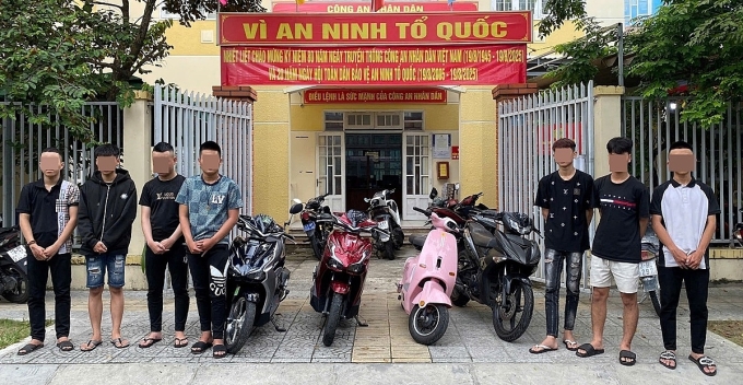 Bảy nghi phạm bị tạm giữ. Ảnh: Công an cung cấp