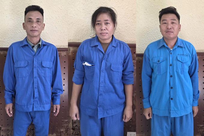 khaithac-1754473243-1468-1754473434 Chu Hữu Thái, Lưu Thị Hạnh và Nguyễn Trung Hiếu từ trái sang. Ảnh: Công an cung cấp