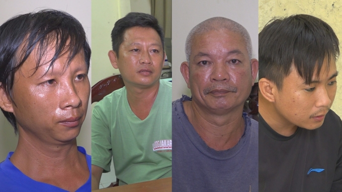 tromcap-jpeg-1754021171-5192-1754021355 Nguyễn Thanh Vũ, Nguyễn Quốc Việt, Bùi Công Thuận, Lưu Hoàng Phúc (từ trái qua) tại cơ quan điều tra. Ảnh: Thanh Thảo